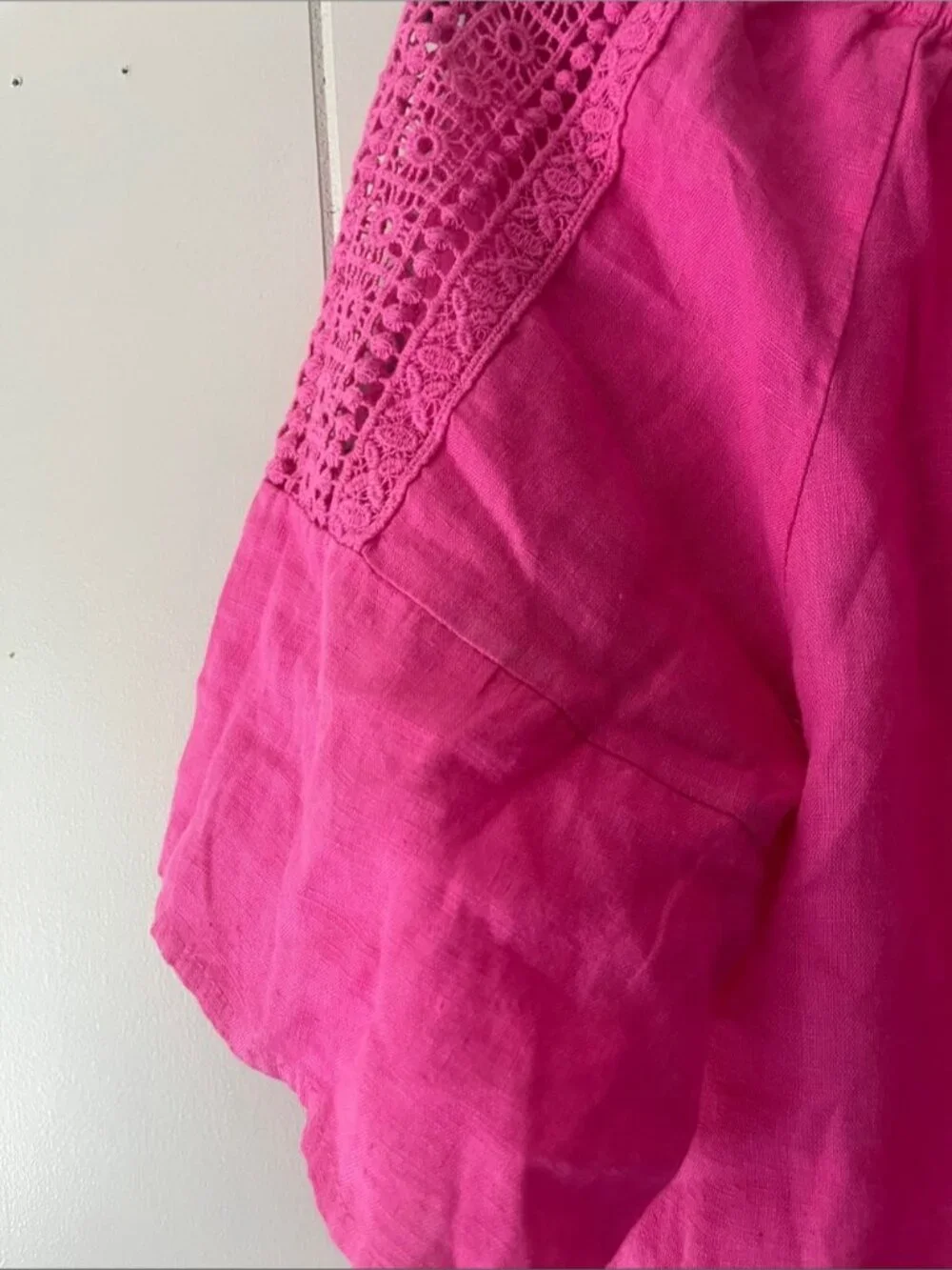 Women's Pink Crochet Shoulder Top - Picture 3 of 5